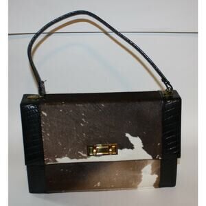 VINTAGE Handbag Calf Pony Hair Leather Brown Black OOAK Custom Made